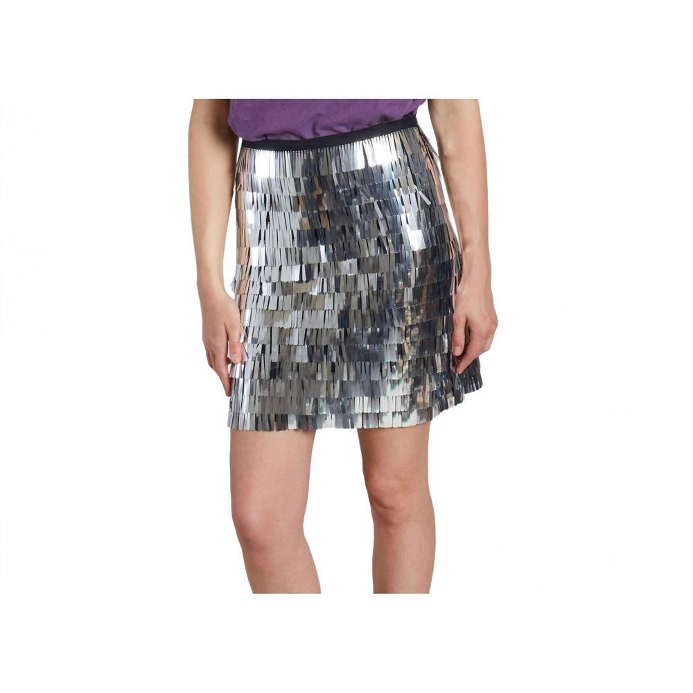 NEW MUNTHE loraine sequin skirt in silver